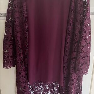 Elegant Purple Lace 3/4 Sleeve Pantsuit
